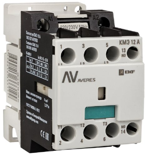 Контактор EKF Averes КМЭ 3п 1НЗ 12А 400В тип АС3  картинка